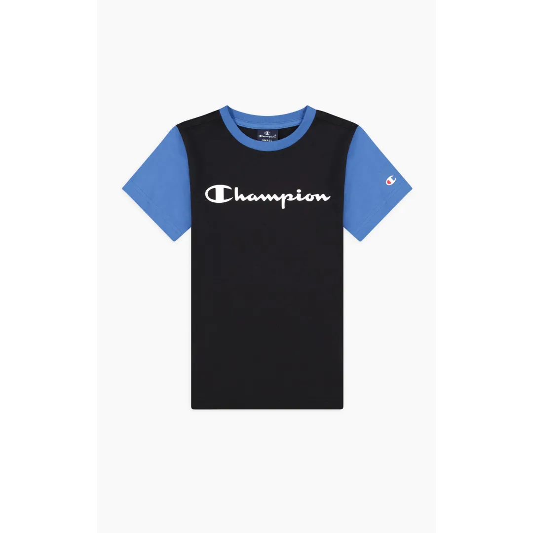 T shirt Lifestyle Champion Noir Bleu Garcon