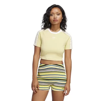 T-shirt court à 3 bandes – Jaune pastel