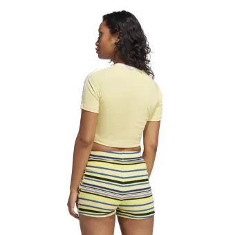 T-shirt court à 3 bandes – Jaune pastel