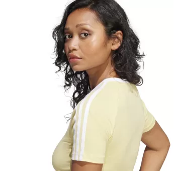 T-shirt court à 3 bandes – Jaune pastel